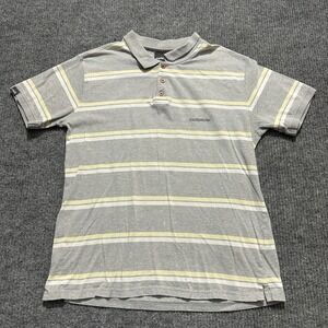 Mckenzie 1974 Mens Polo Shirt Size Large Gray Yellow Striped Cotton Short Sleeve